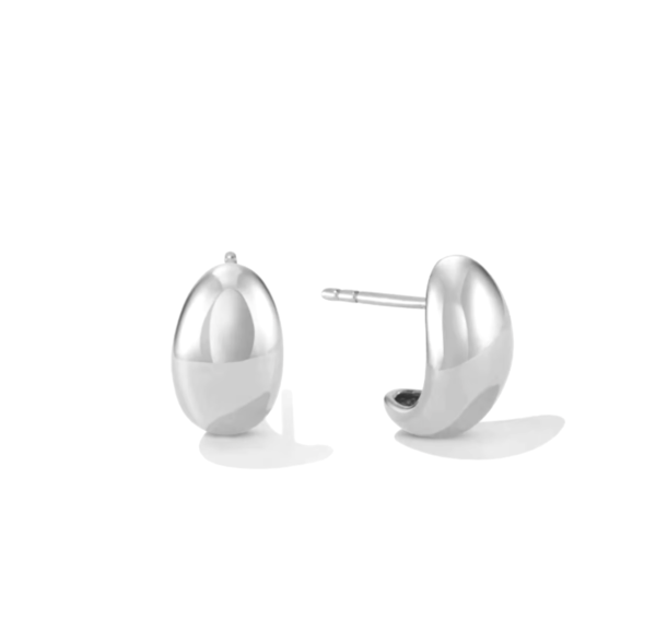 Elle Sterling Silver Dome Huggie Earrings