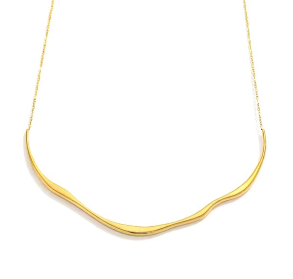 Lira 18K Gold Wave Bar Necklace in Stainless Steel