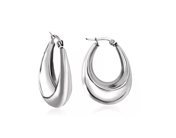 Sienna Silver Stainless Steel Teardrop Hoops