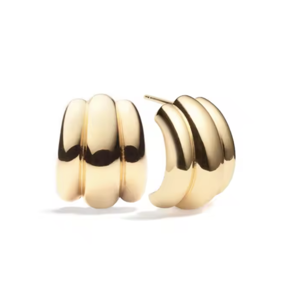 Ava 16K Gold Sculpted Curved Studs