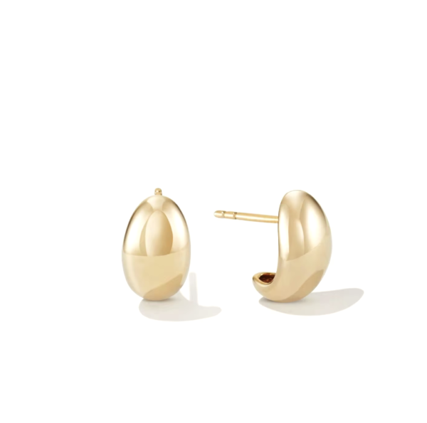 Elle 18K Gold Sterling Silver Dome Huggie Earrings