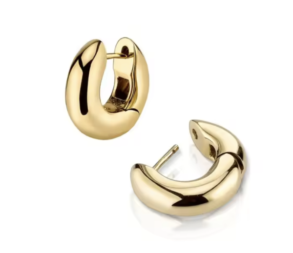 Hana 18K Gold Sterling Silver Wide Huggie Earrings - Image 2