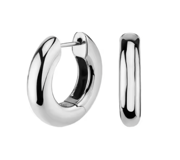 Hana Sterling Silver Wide Huggie Earrings